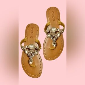 NWT Mystique Boutique Jeweled Crystal Sandals